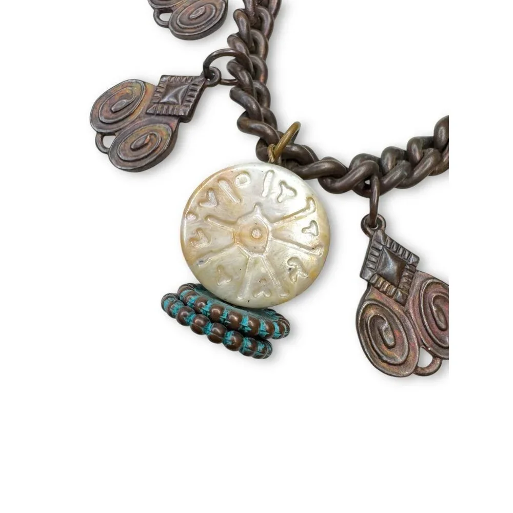 Kate Hines Chunky 80s Copper Charm Bracelet - Picture 2 of 9